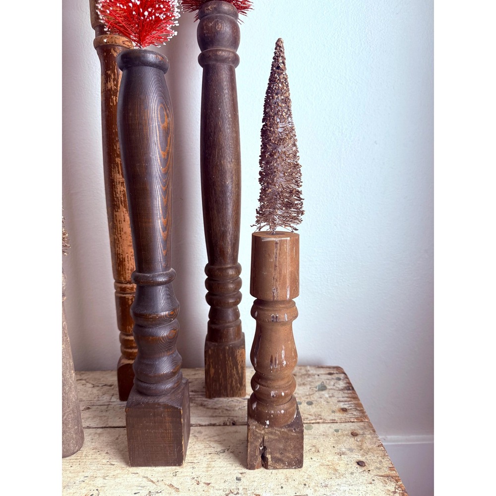 Repurposed Staircase Pedestal Christmas Trees Pipe Cleaner Handmade Holiday - Picture 5 of 15
